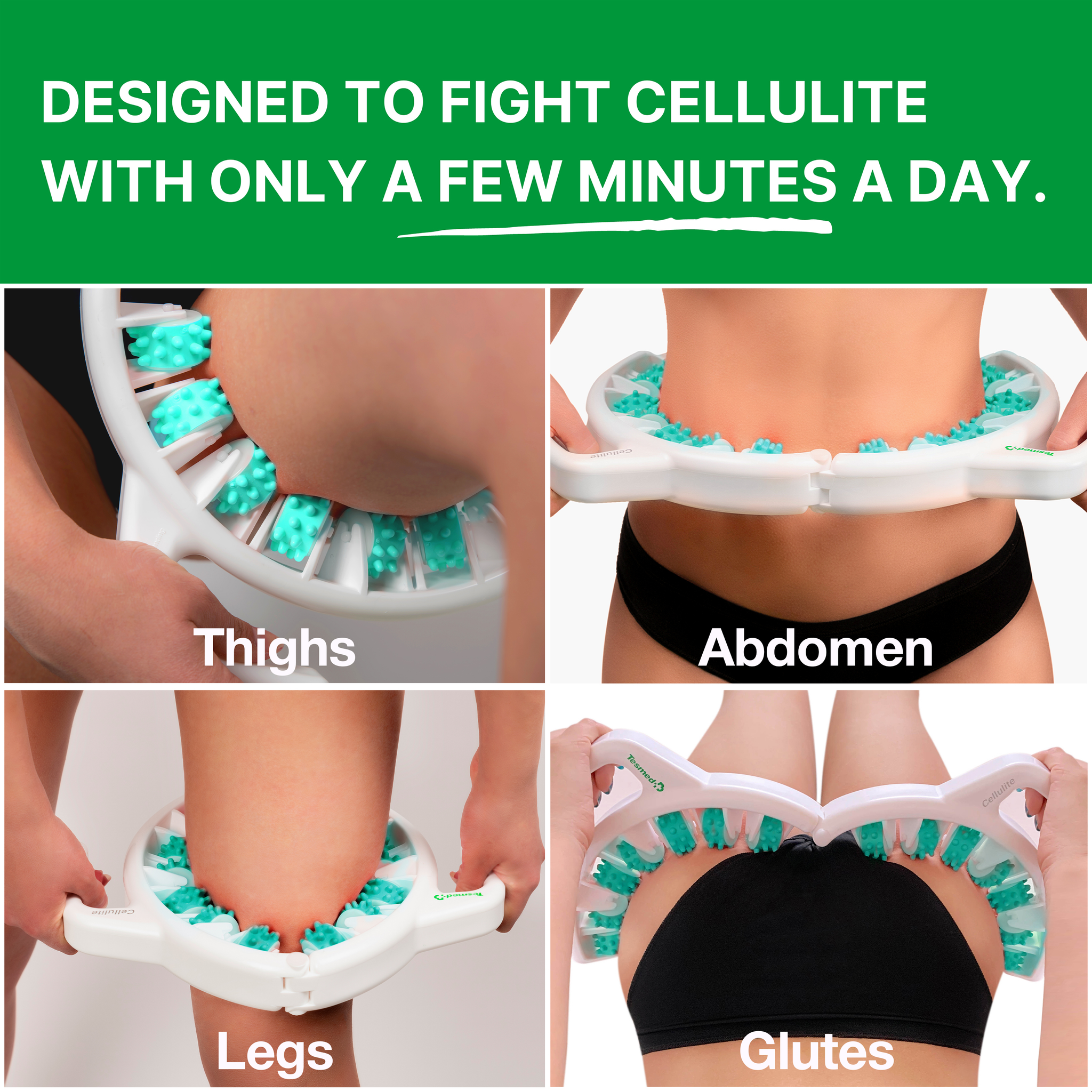 Tesmed Cellulite VERDE - Massaggiatore Manuale Anticellulite (Gambe e Glutei): Efficacia Clinicamente Testata